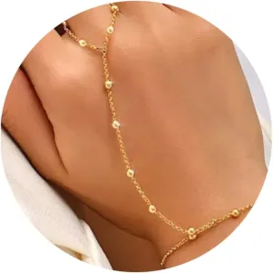 Gold Bracelets for Women, 14k Gold Plated Hand Chain Bracelet, 2 Pcs Ring Bracelets for Women Trendy Dainty Cubic Zirconia Bracelet Ring Bracelet Hand Jewelry Adjustable 6.3' 2'