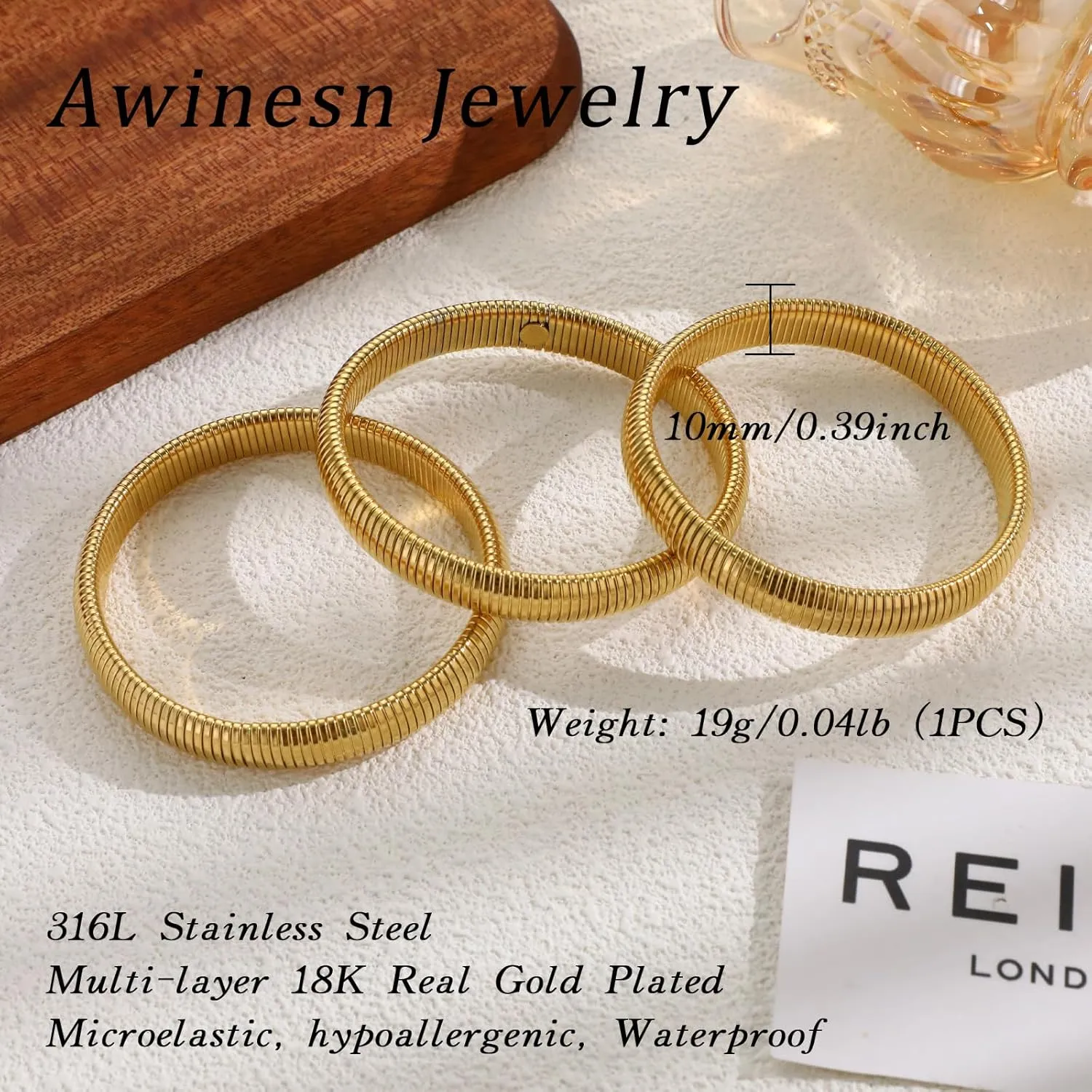 Gold Bracelets for Women, Gold Bangles for Women Chunky Bangle Bracelets for Women Bracelets Stack Tarnish Free Gold Jewelry Set of 3 for Women Accessories for Her Gifts