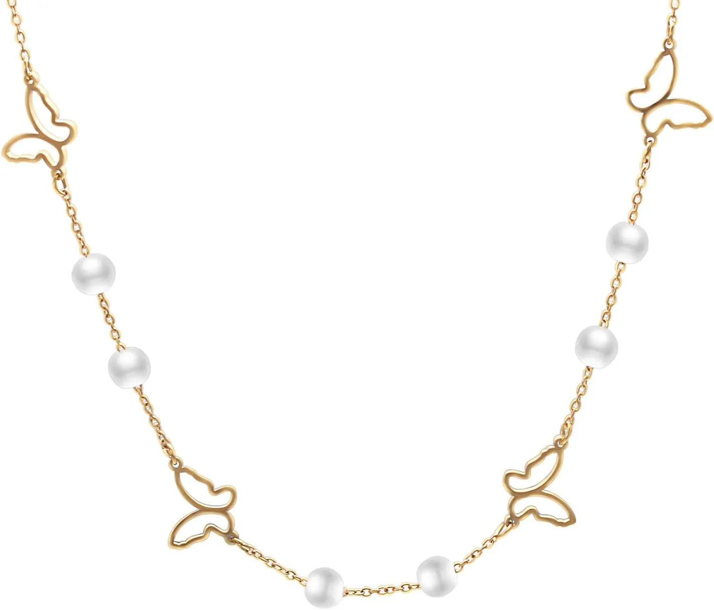Gold Butterfly Choker Necklace for Women Dainty 14" Stainless Steel Chain Party Jewelry Gifts