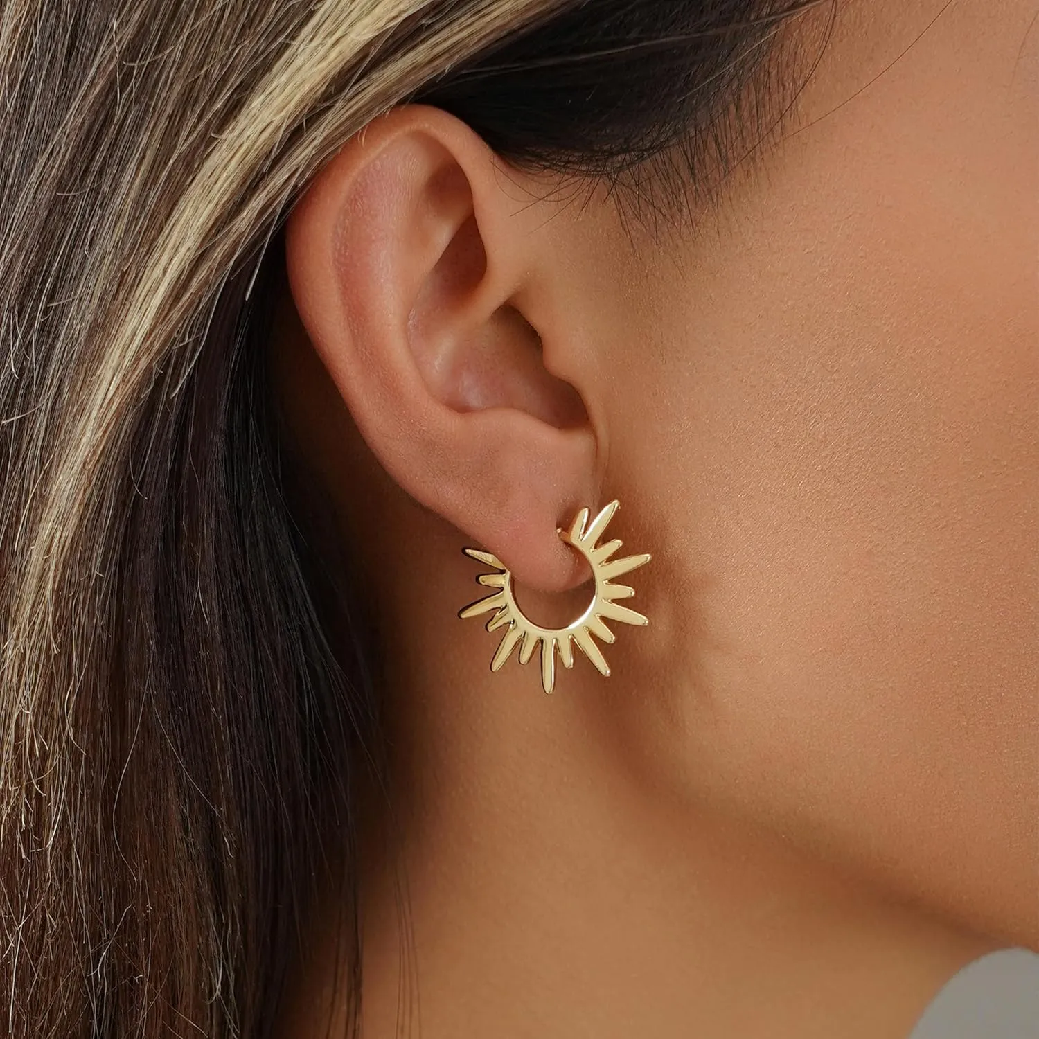 Gold Earrings for Women Trendy Chunky Earring Hypoallergenic Earrings Gold Hoops Earring Non Tarnish Waterproof Drop Trendy Jewelry