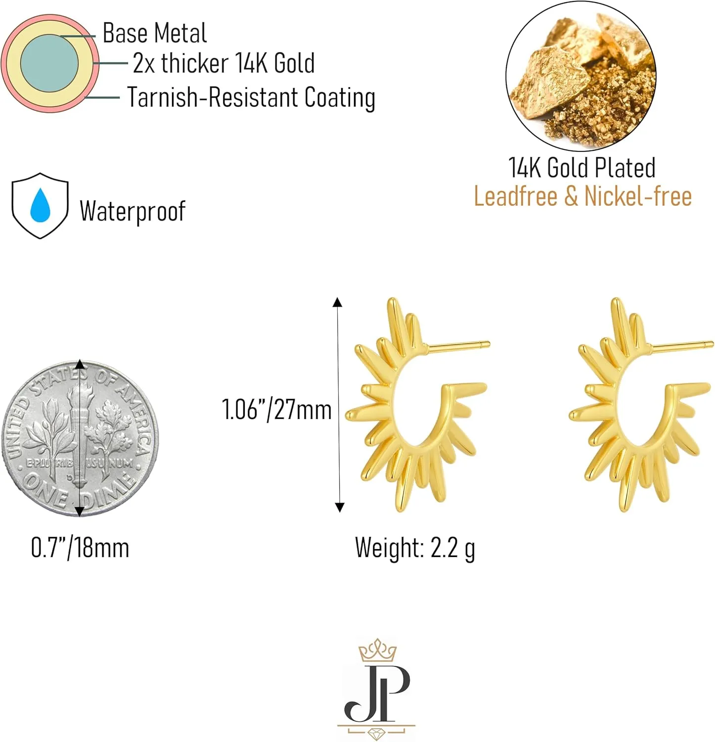 Gold Earrings for Women Trendy Chunky Earring Hypoallergenic Earrings Gold Hoops Earring Non Tarnish Waterproof Drop Trendy Jewelry