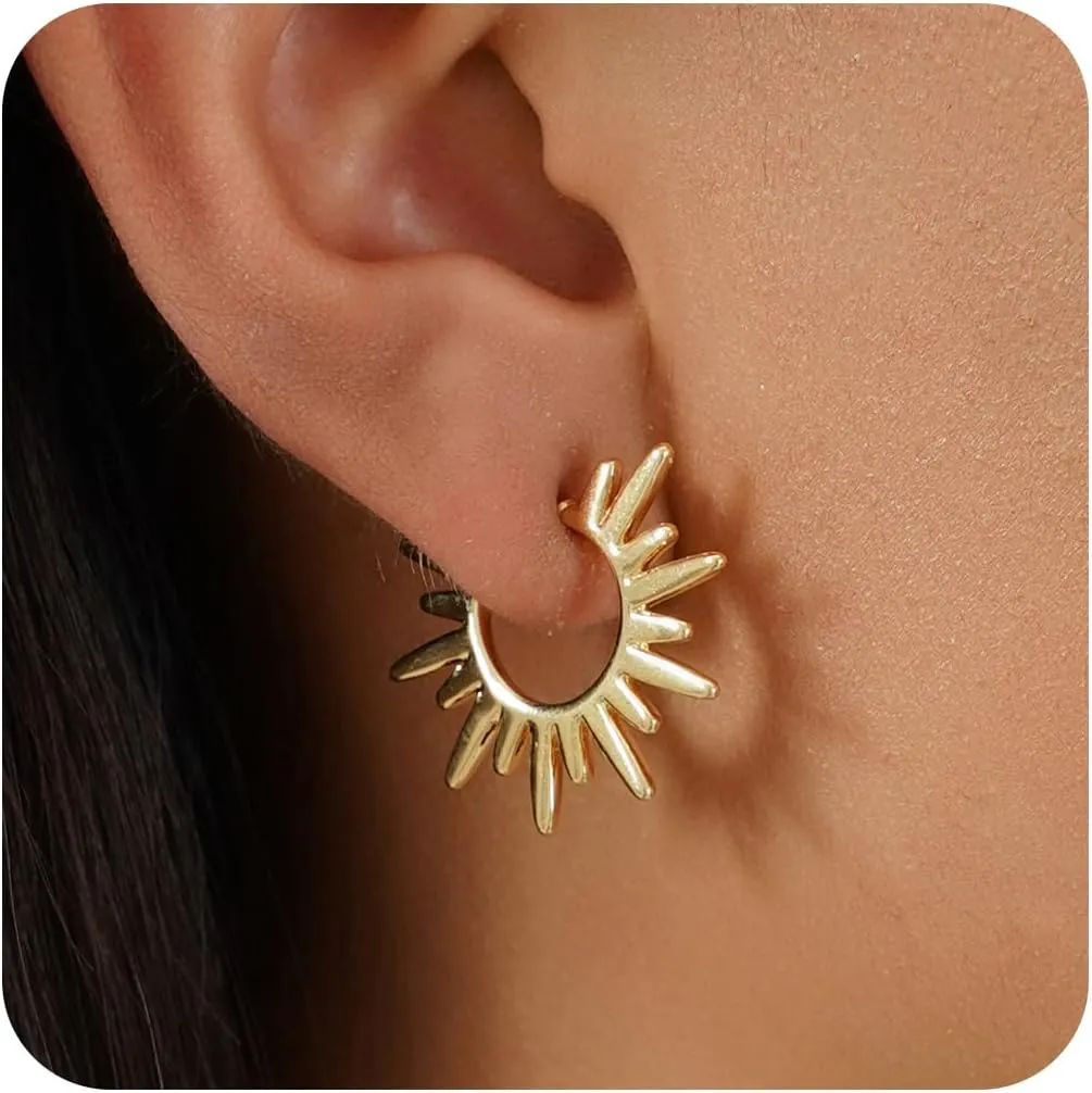 Gold Earrings for Women Trendy Chunky Earring Hypoallergenic Earrings Gold Hoops Earring Non Tarnish Waterproof Drop Trendy Jewelry