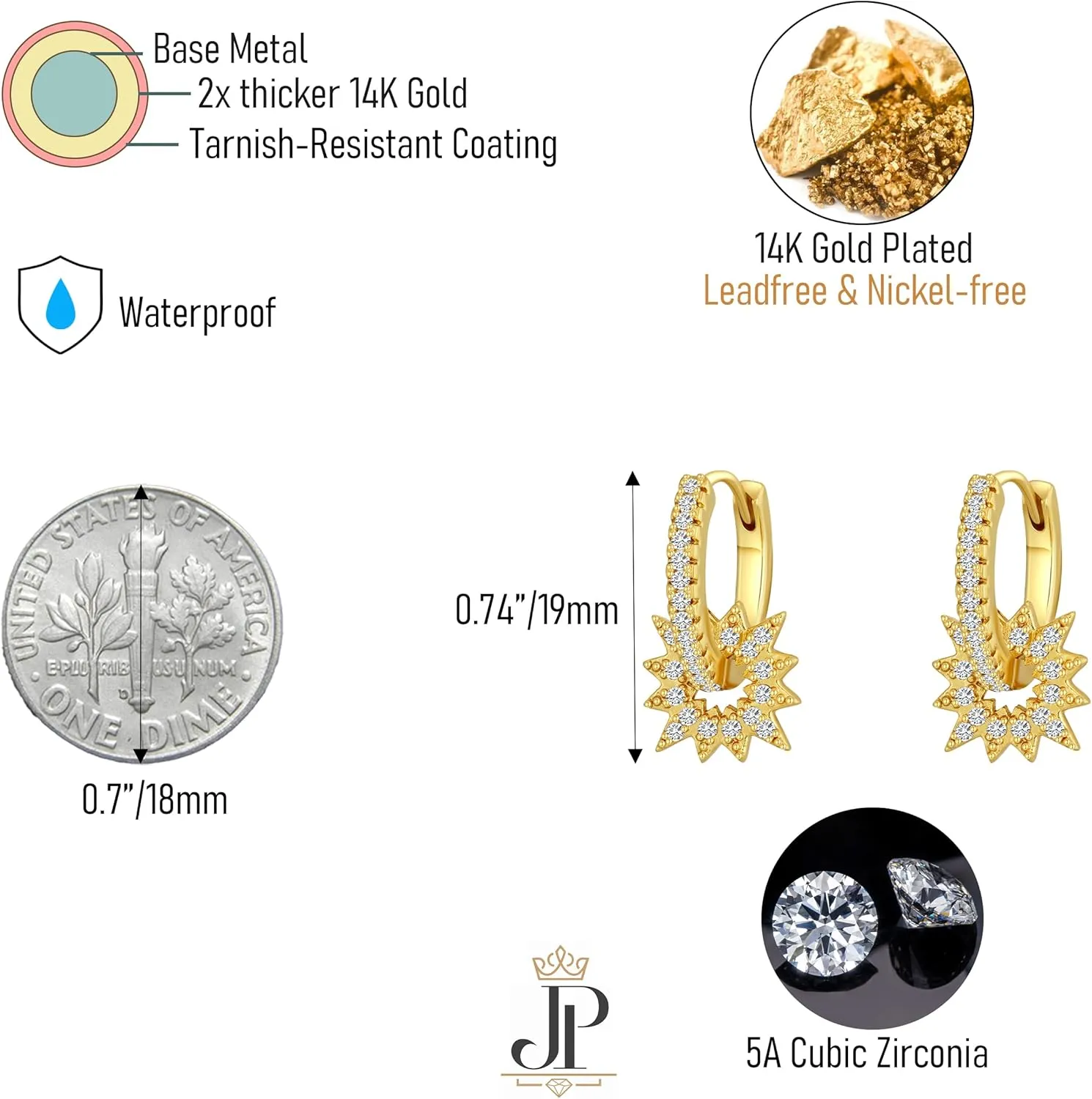 Gold Earrings for Women Trendy Dangle Earring Hypoallergenic Chunky Earrings Gold Hoops Earring Non Tarnish Waterproof Drop Trendy Jewelry
