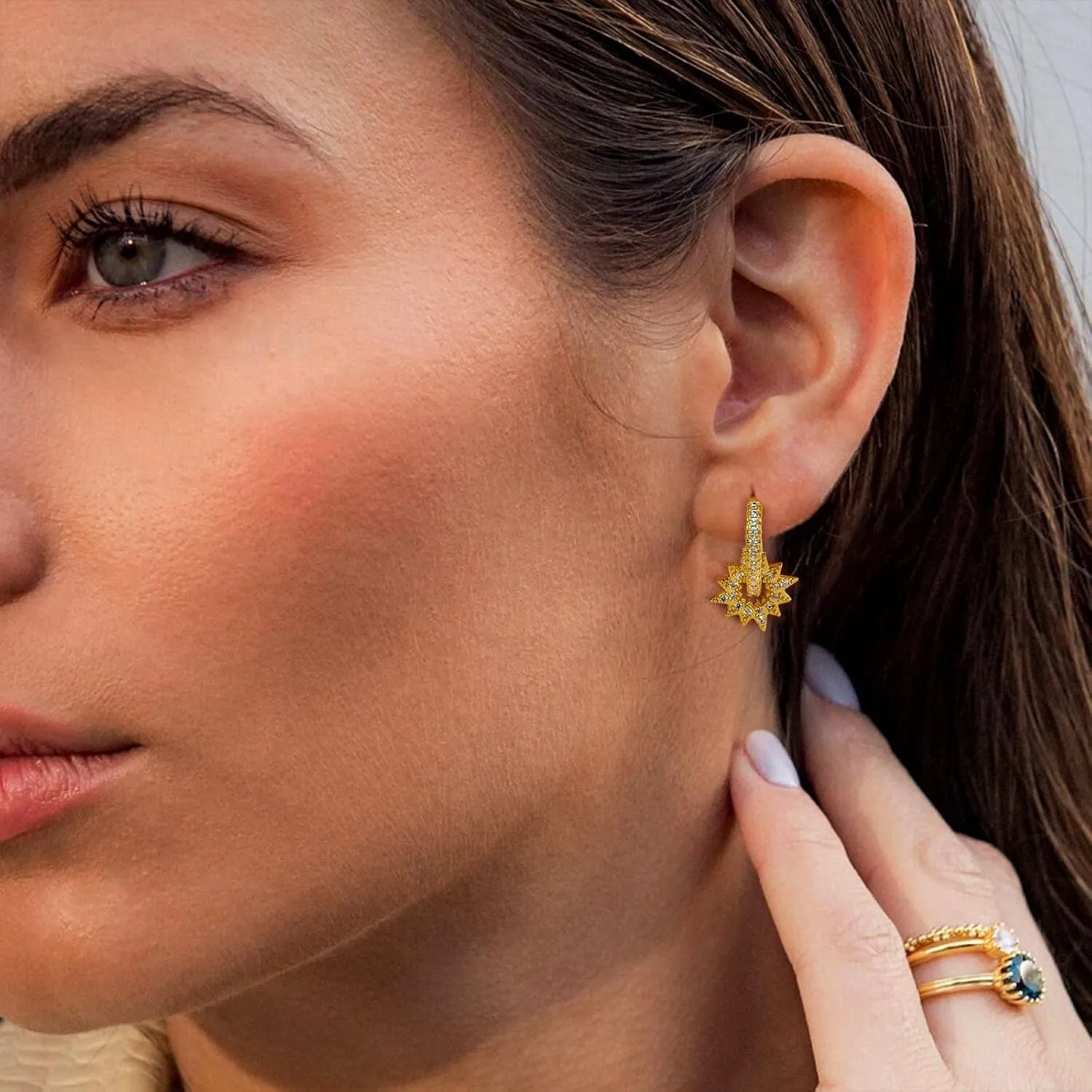 Gold Earrings for Women Trendy Dangle Earring Hypoallergenic Chunky Earrings Gold Hoops Earring Non Tarnish Waterproof Drop Trendy Jewelry