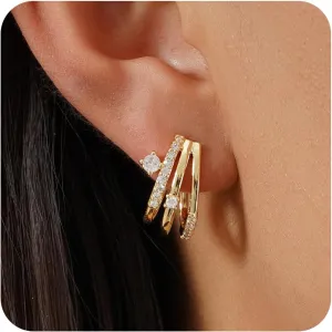 Gold Earrings for Women Trendy Zircon Earring Hypoallergenic Earrings Gold Hoops Non Tarnish Waterproof Drop Trendy Jewelry