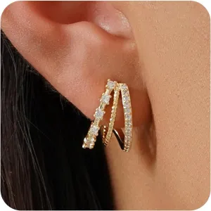 Gold Earrings for Women Trendy Zircon Earring Hypoallergenic Earrings Gold Hoops Non Tarnish Waterproof Drop Trendy Jewelry