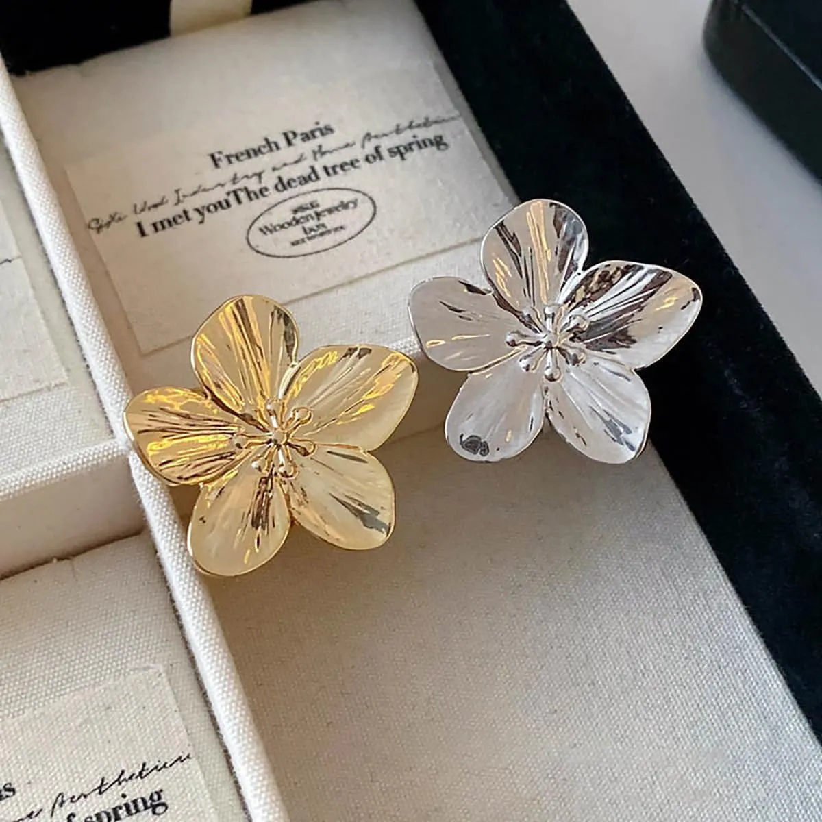 Gold Flower Ring for Women Trendy Silver Flower Ring Chunky Adjustable Flower Rings Minimalist Floral Jewelry