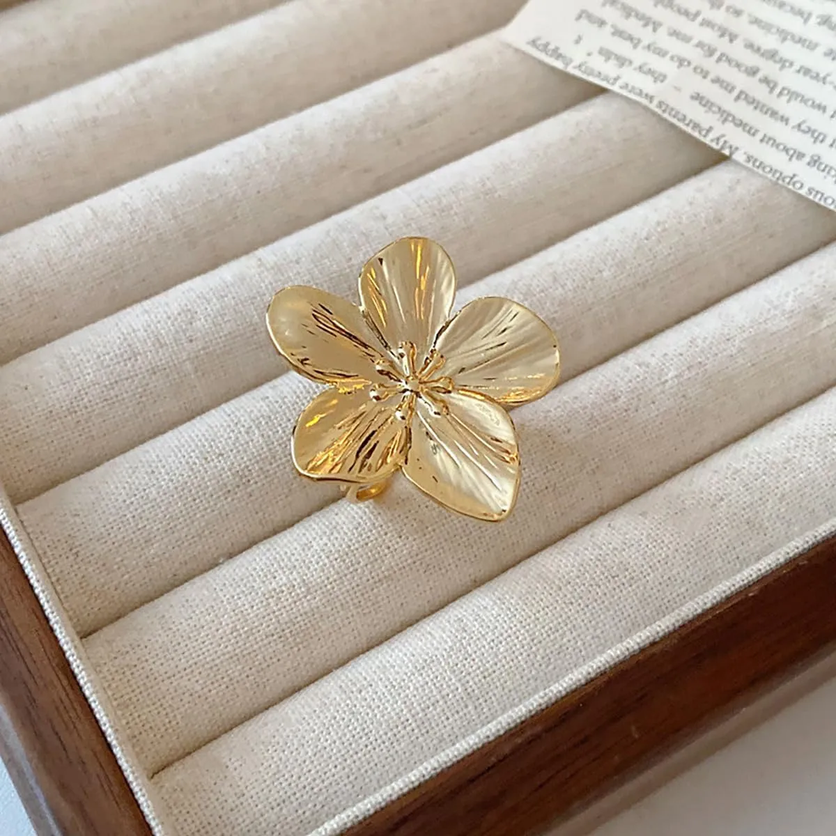 Gold Flower Ring for Women Trendy Silver Flower Ring Chunky Adjustable Flower Rings Minimalist Floral Jewelry
