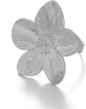 Gold Flower Ring for Women Trendy Silver Flower Ring Chunky Adjustable Flower Rings Minimalist Floral Jewelry