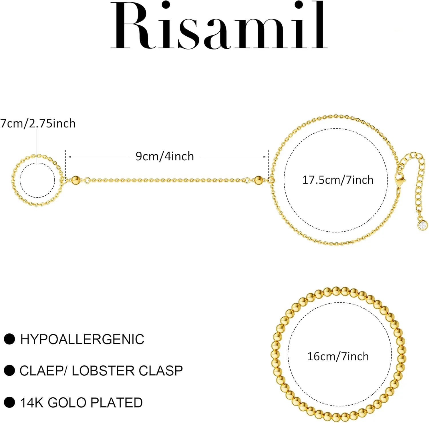 Gold Hand Chain Bracelets for Women Trendy, Dainty 2PCS Gold Ring Bracelet Hand Chain Finger Bracelets Layered Stackable Link Bracelets for Women Jewelry Gifts for Women