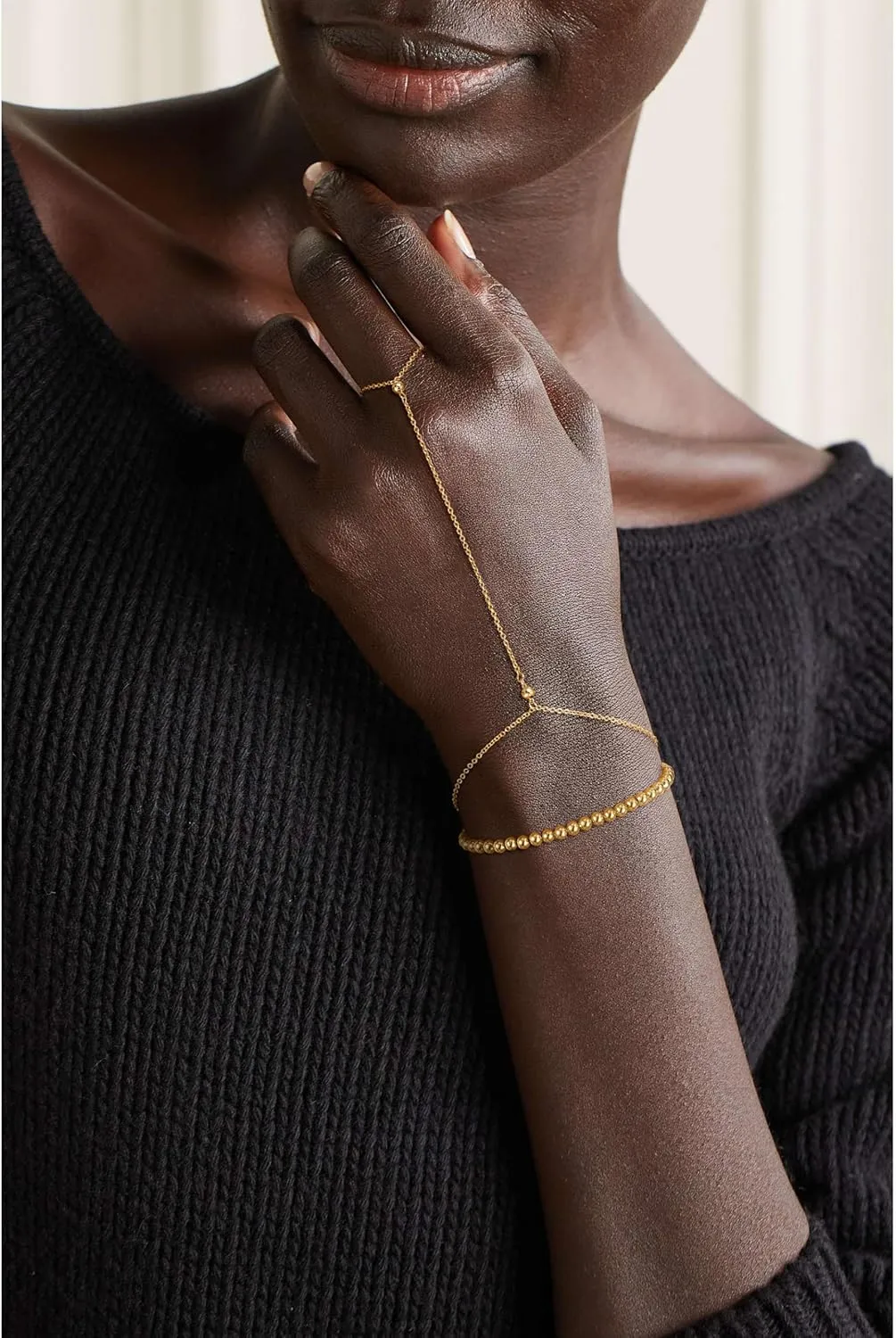 Gold Hand Chain Bracelets for Women Trendy, Dainty 2PCS Gold Ring Bracelet Hand Chain Finger Bracelets Layered Stackable Link Bracelets for Women Jewelry Gifts for Women