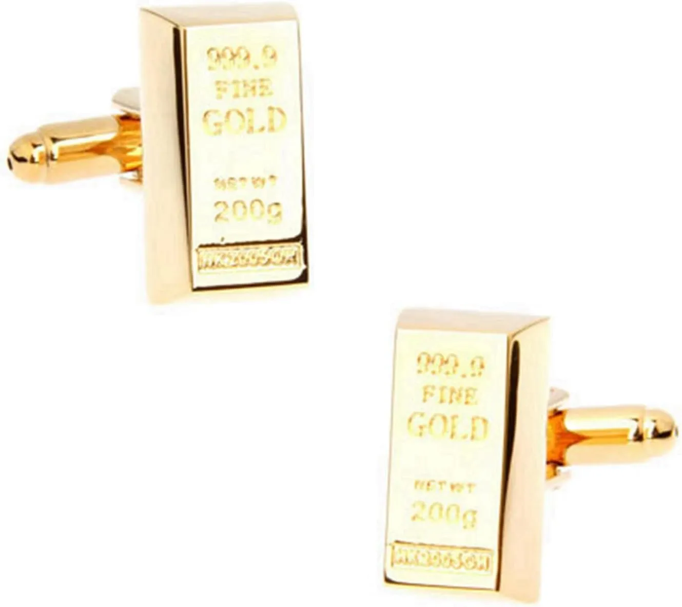 Gold-Plated Bullion Bar Cufflinks  Stylish Accessory for Investors and Fashion Enthusiasts