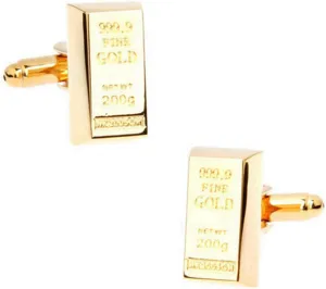Gold-Plated Bullion Bar Cufflinks  Stylish Accessory for Investors and Fashion Enthusiasts