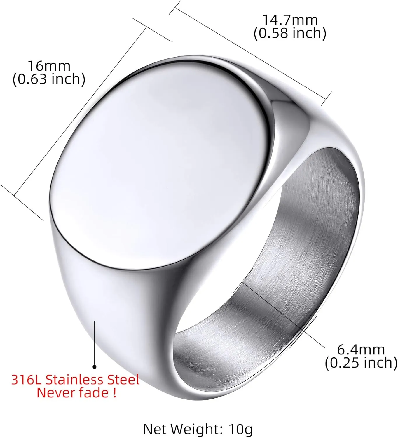 GOLDCHIC JEWELRY Personalized Signet Rings Men Women, Stainless Steel Custom Photo Bold Square/Oval Monogram/Old English Initial Pinky Stacking Statement Ring in Black/Silver/Gold (Size 7-14)
