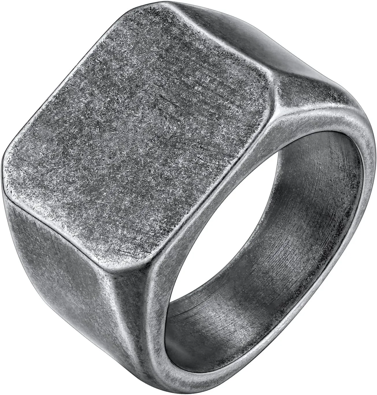 GOLDCHIC JEWELRY Personalized Signet Rings Men Women, Stainless Steel Custom Photo Bold Square/Oval Monogram/Old English Initial Pinky Stacking Statement Ring in Black/Silver/Gold (Size 7-14)