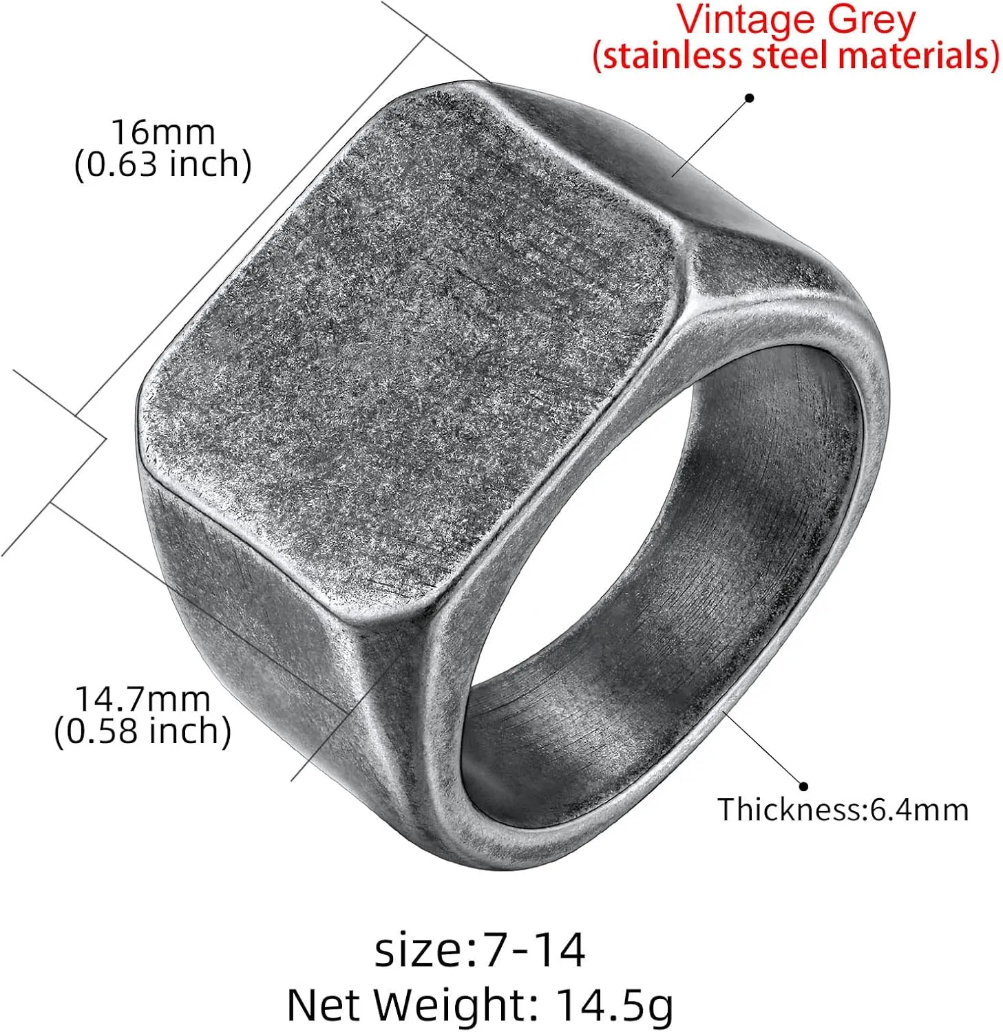 GOLDCHIC JEWELRY Personalized Signet Rings Men Women, Stainless Steel Custom Photo Bold Square/Oval Monogram/Old English Initial Pinky Stacking Statement Ring in Black/Silver/Gold (Size 7-14)