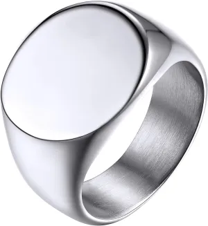 GOLDCHIC JEWELRY Personalized Signet Rings Men Women, Stainless Steel Custom Photo Bold Square/Oval Monogram/Old English Initial Pinky Stacking Statement Ring in Black/Silver/Gold (Size 7-14)