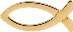 Golden PIN BADGE "Fish" - Religious Jewelry GOLD PLATED Christian Emblem Size 0.8 Inches - Faith Symbol for Men and Women