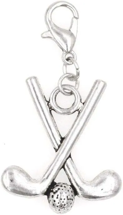 Golf Clubs & Golf Ball Clip on Charm Perfect for Necklaces and Bracelets 101Ae