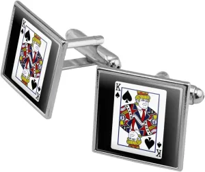 GRAPHICS & MORE Donald Trump King of Spades Card Square Cufflink Set - Silver or Gold