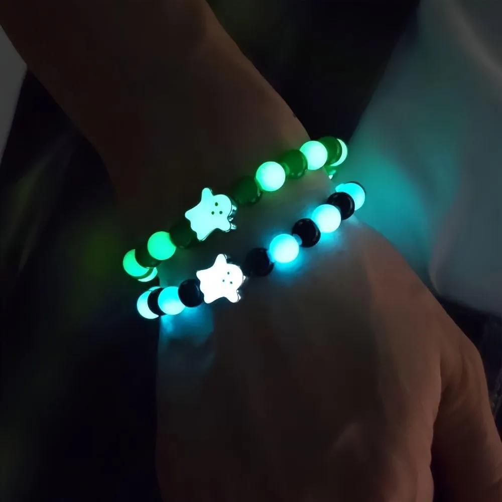 Halloween Glow Ghost Beaded Bracelet for Women Cute Ghost Fluorescent Bracelets Glow in The Dark Goth Gothic Halloween Jewelry Accessories