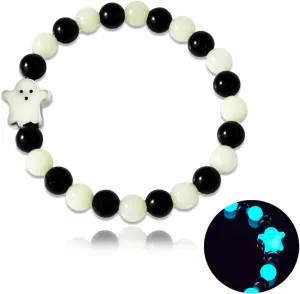 Halloween Glow Ghost Beaded Bracelet for Women Cute Ghost Fluorescent Bracelets Glow in The Dark Goth Gothic Halloween Jewelry Accessories