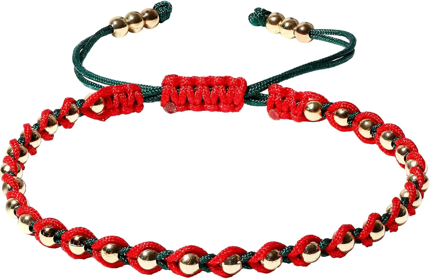 Handmade Braided Friendship Bracelets Delicate Copper Plated 14k Gold Beads Bracelets for Women Good Luck Christmas Gifts