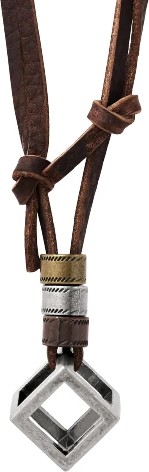 HAQUIL Boho Leather Necklace Antique Tribal Pendant, Boho Jewelry Gift for Men and Women