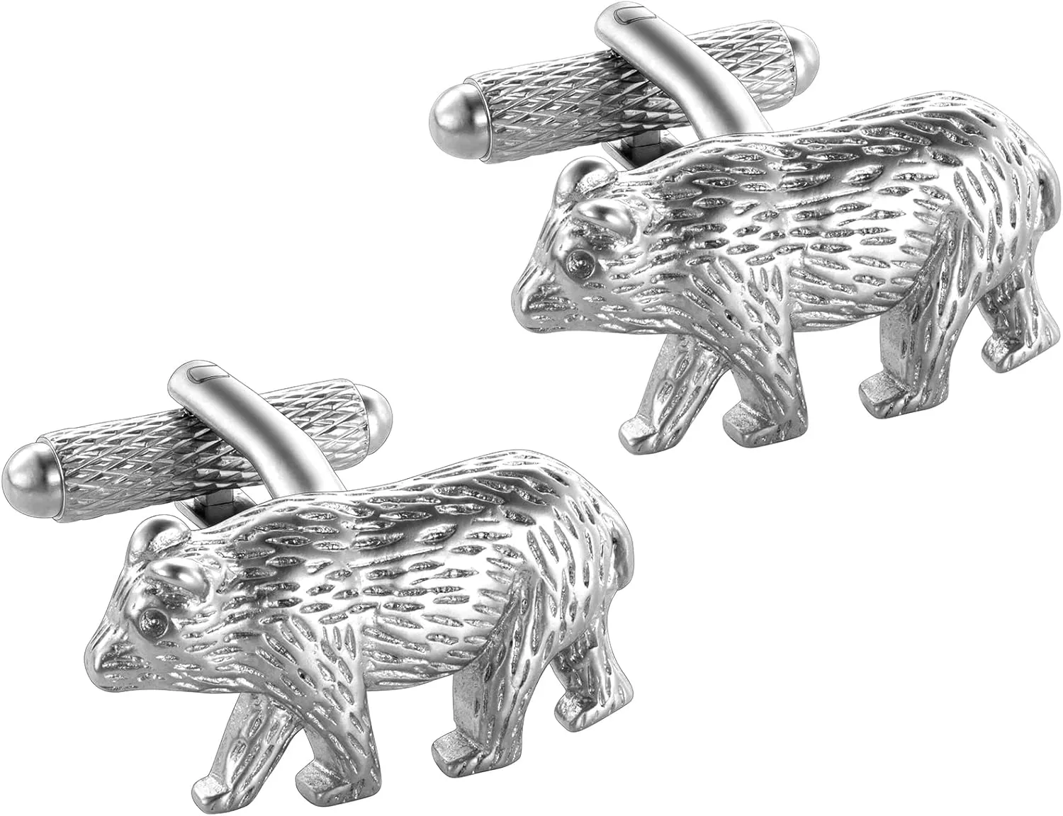 HAWSON Men's Wilderness Bear Cufflinks Silver for National Park Ranger Gifts & Log Cabin Wedding Parties