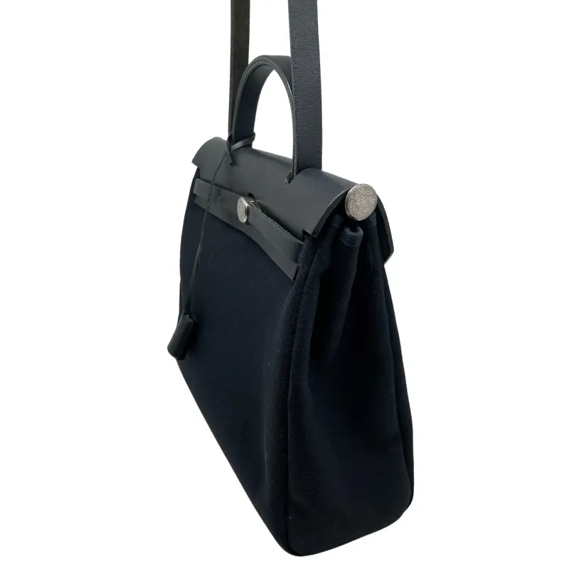 Hermès Toile Vache Calfskin Herbag 30 Ficelle Black