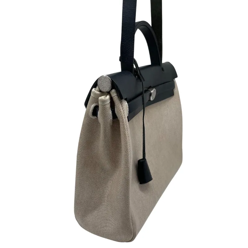 Hermès Toile Vache Calfskin Herbag 30 Ficelle Black