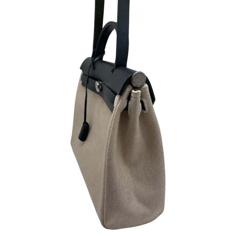 Hermès Toile Vache Calfskin Herbag 30 Ficelle Black
