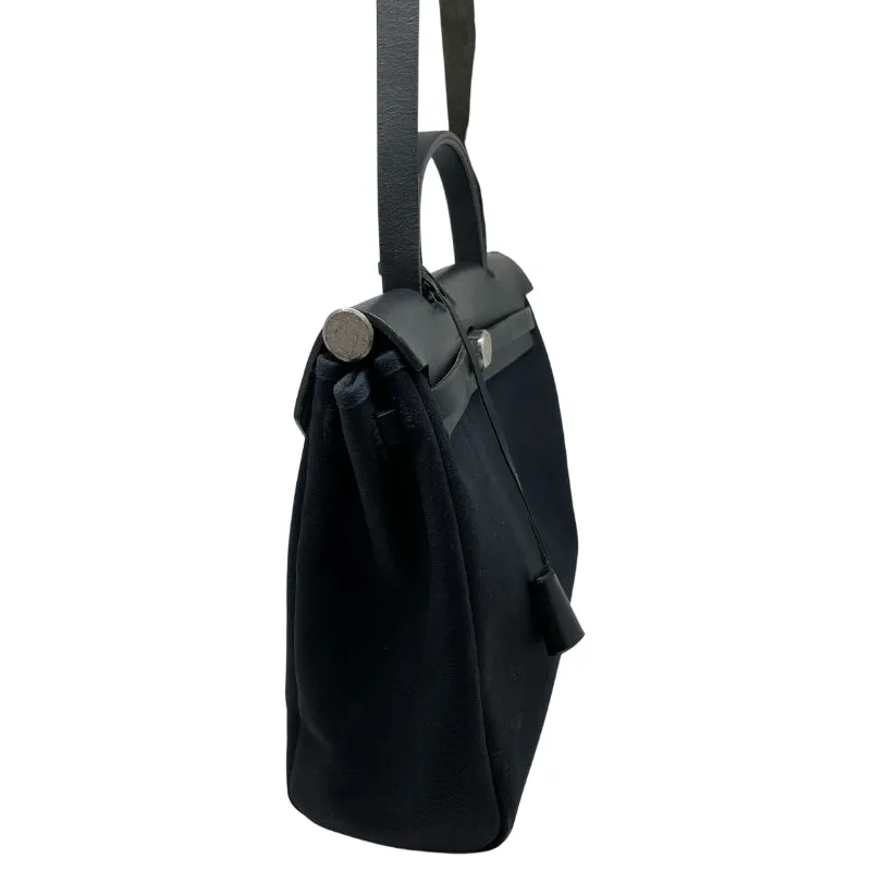 Hermès Toile Vache Calfskin Herbag 30 Ficelle Black