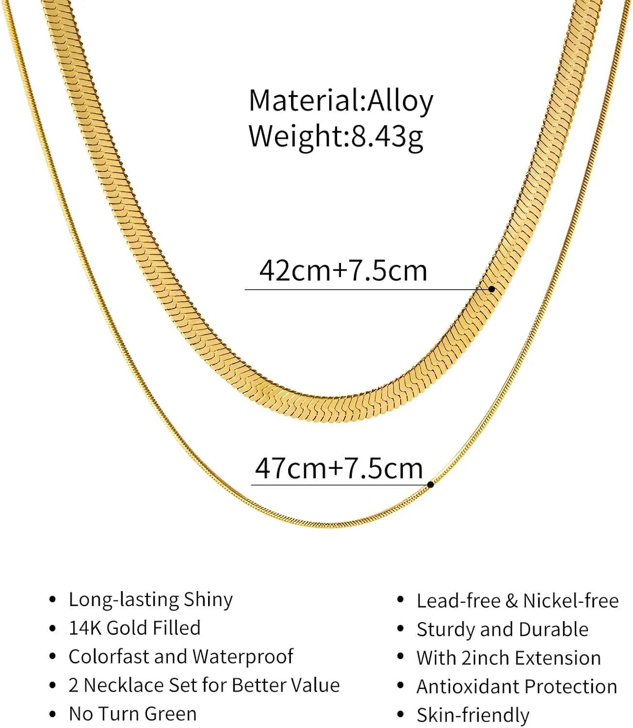 Herringbone Necklace for Women - Dainty Gold Necklace,14k Gold Plated Snake Gold Herringbone Chain Choker Necklaces,Simple Fashio Golds Layered Necklaces,Gold Jewelry Gift for Women