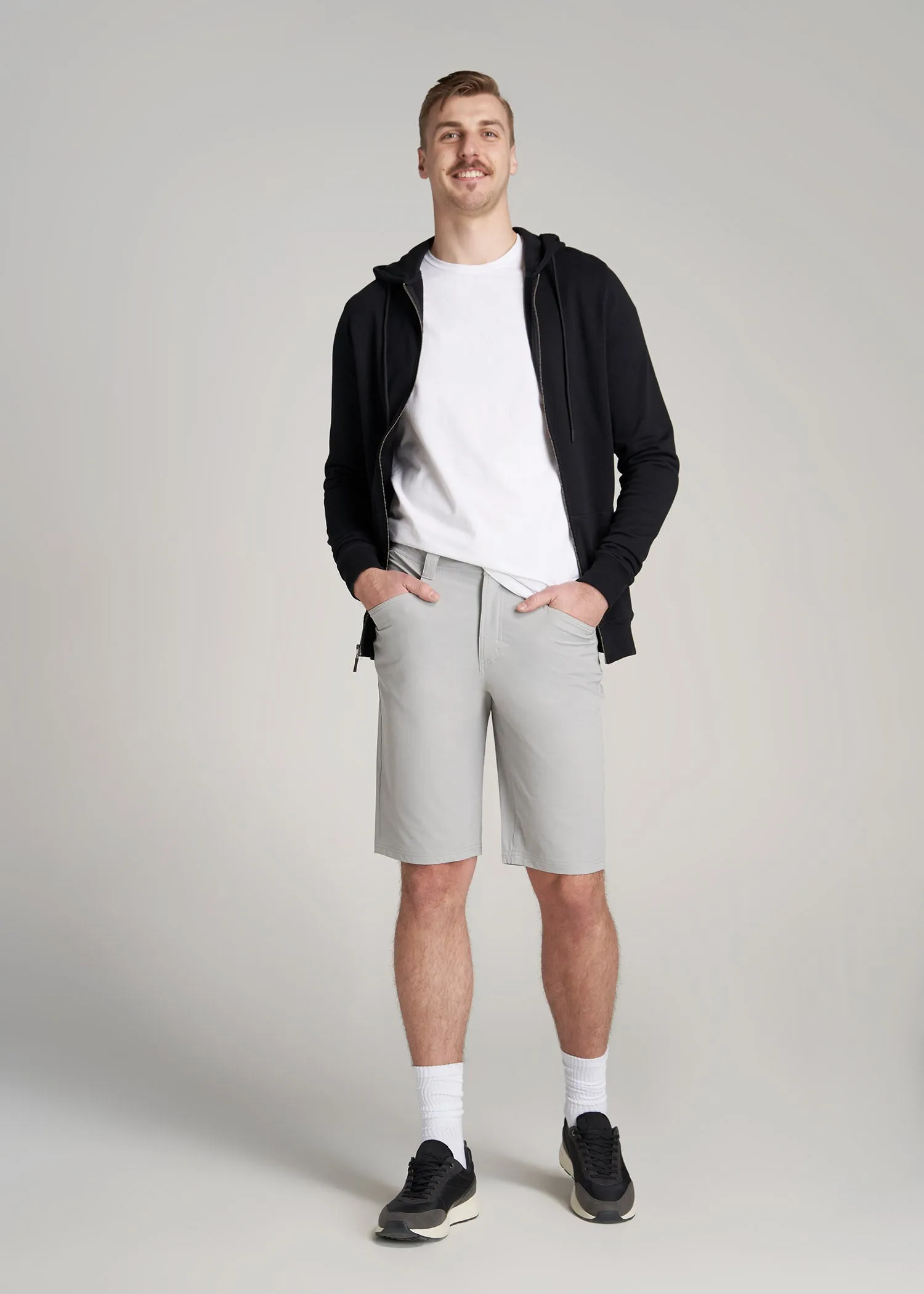 Hiking Shorts for Tall Men in Light Grey