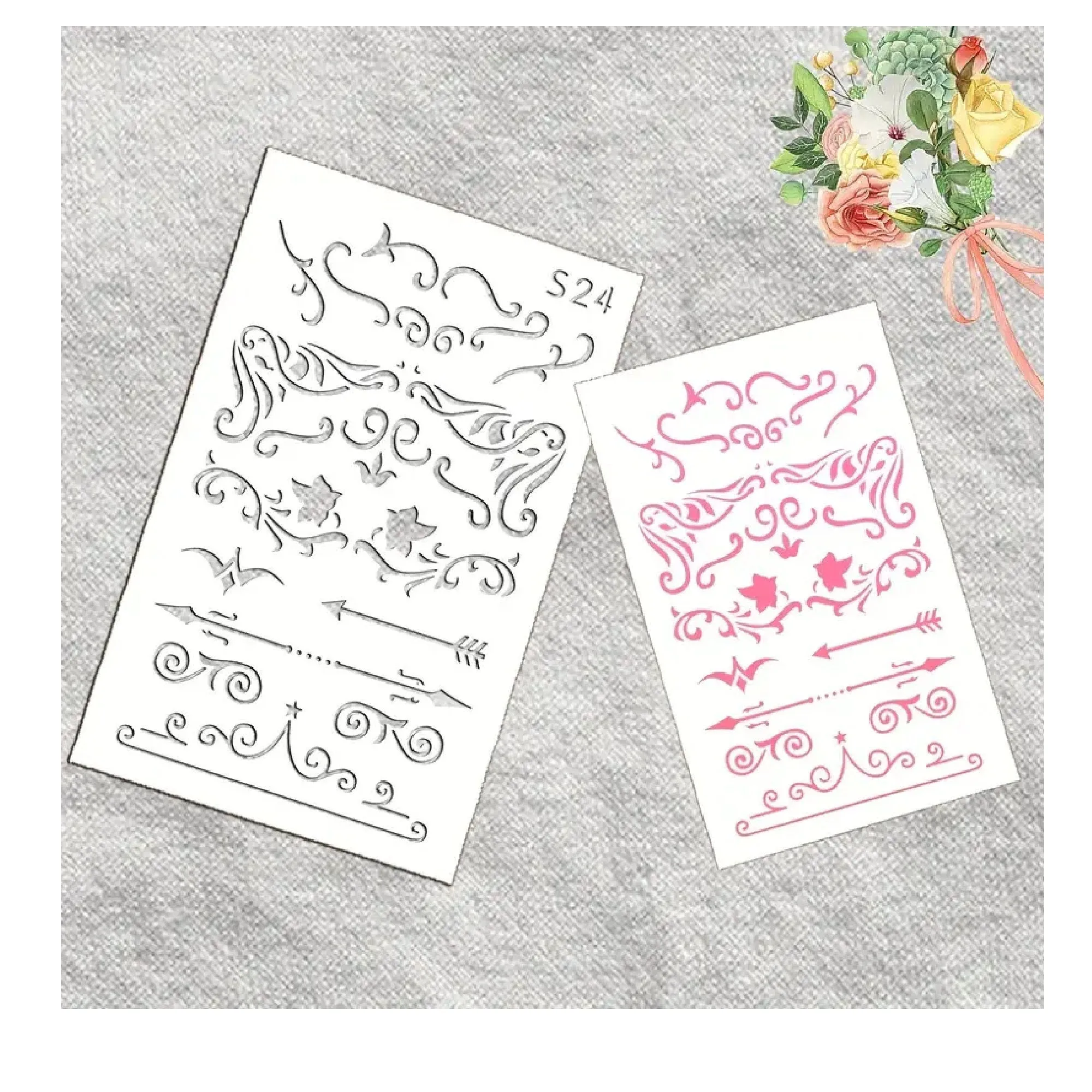 Hollow Painting Stencil With Decorative Border | 1 Unit | DIY Handmade Drawing Stencils Mold