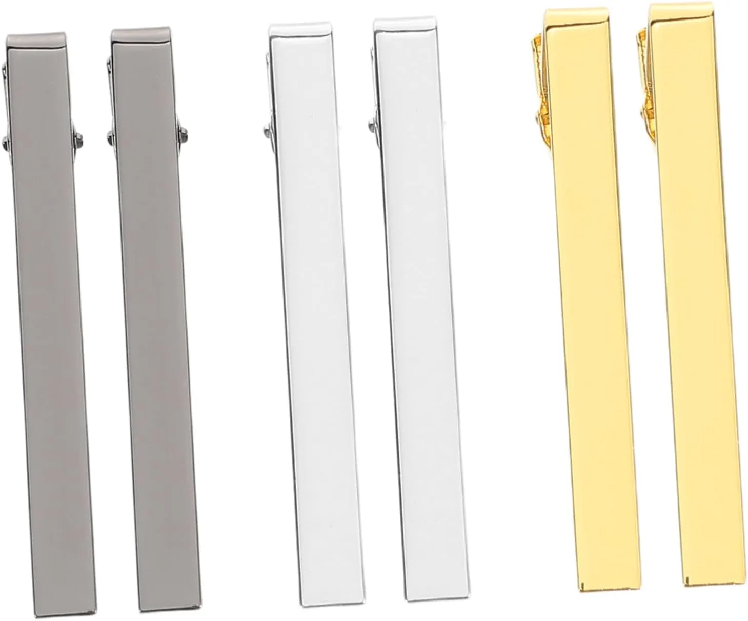 Homoyoyo 6 Pack Metal Tie Clip Fashionable Business Tie Pin Clip Scarf Buckle Men's Shirt Elegant Jewelry