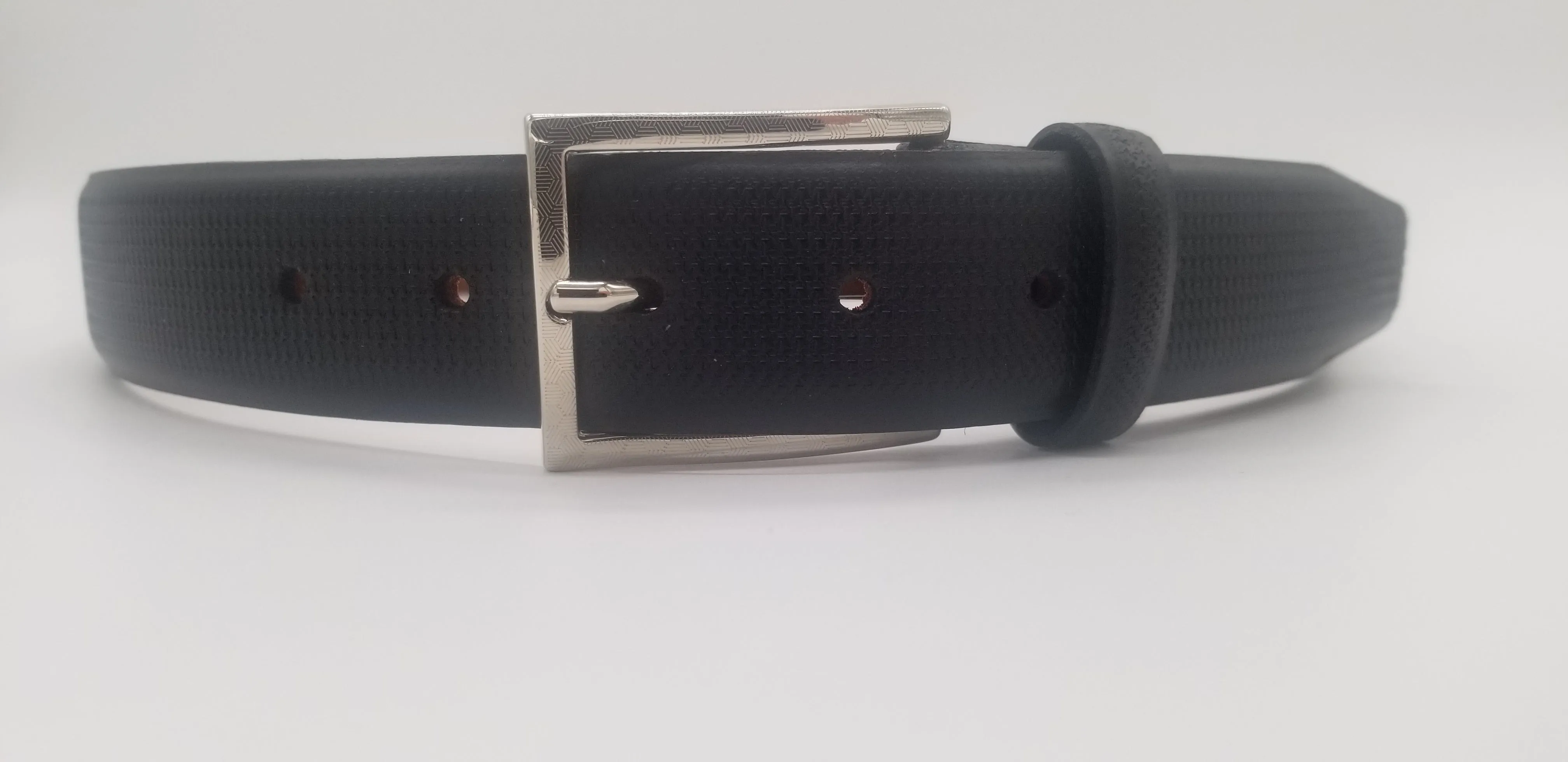 Houndstooth Embossed Leather Belt 5257