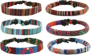 HZMAN Mix 6 Wrap Bracelets Men Women, Hemp Cords Ethnic Tribal Bracelets Wristbands (Mix 6 Wrap)