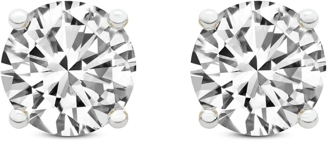 IGI Certified Lab Grown Diamond Stud Earrings, 0.50 to 6.00 Carat Total  Round Cut, E-F Color, VS1-VS2 Clarity, 4 Prong Screw Back  14K White Gold, Yellow Gold, or Platinum
