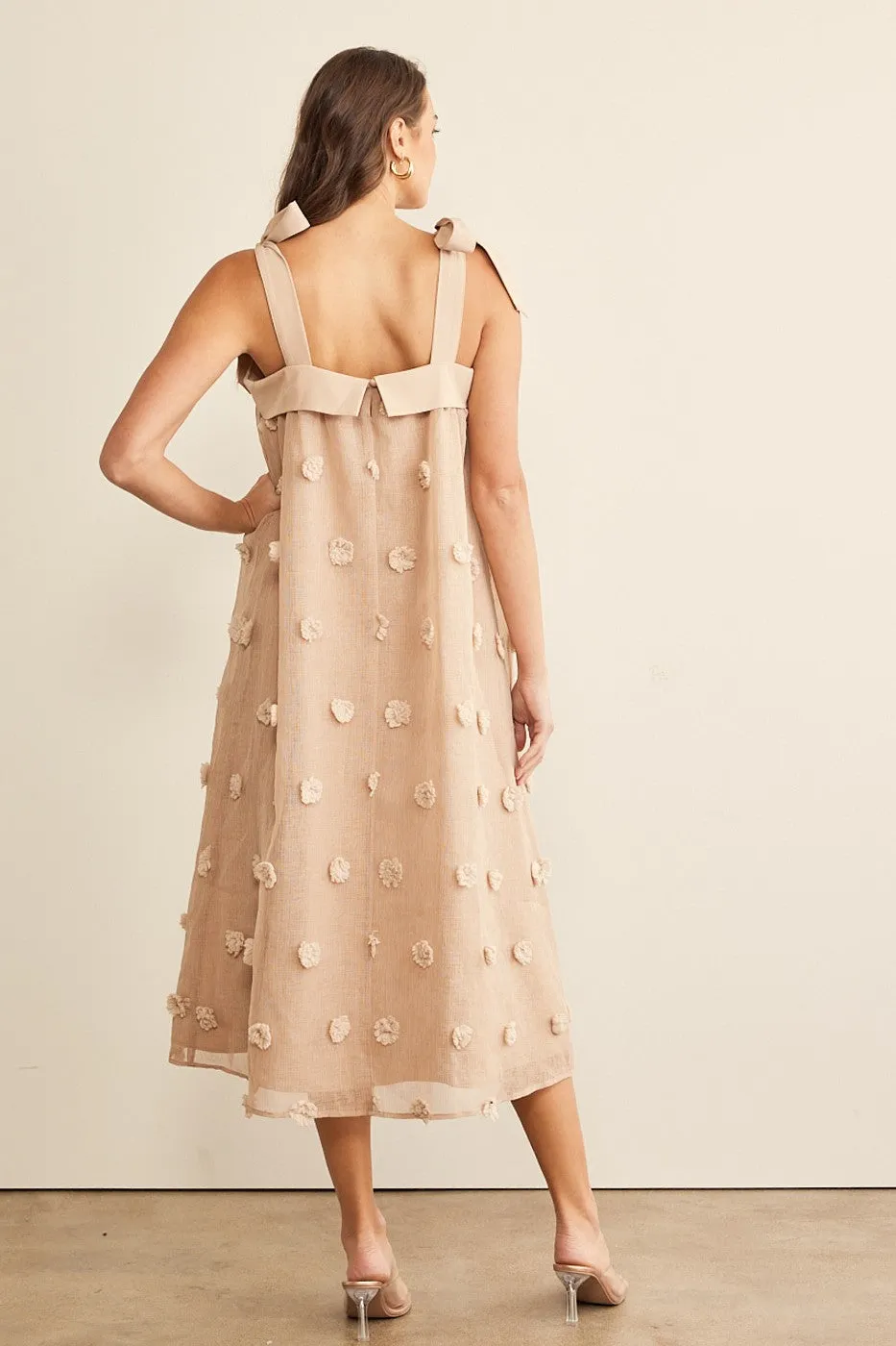 In February Blossom Floral Embroidery Midi Dress in Mocha FINAL SALE