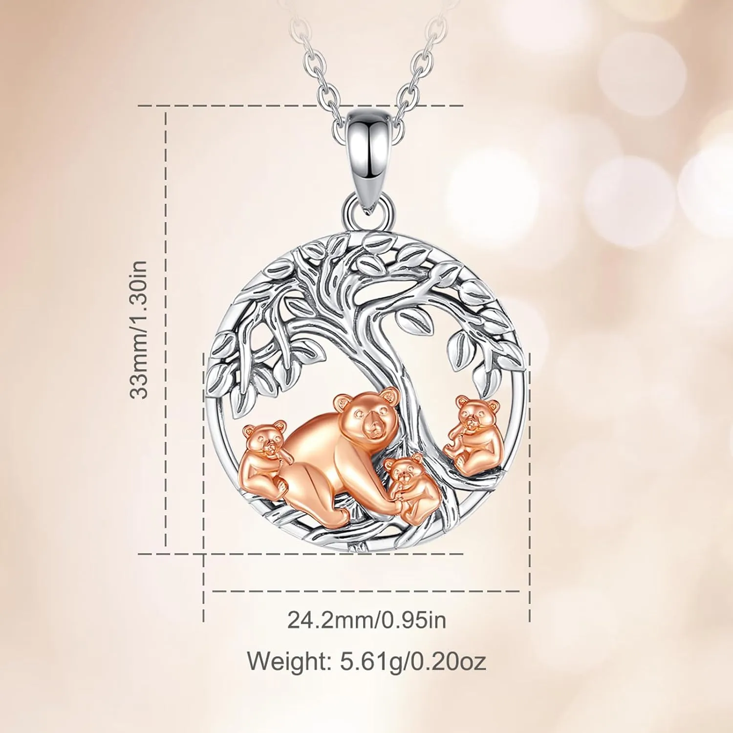 INFUSEU Cute Mama Bear with Children Necklace Family Tree of Life Jewelry for Women, 18 2 Chain
