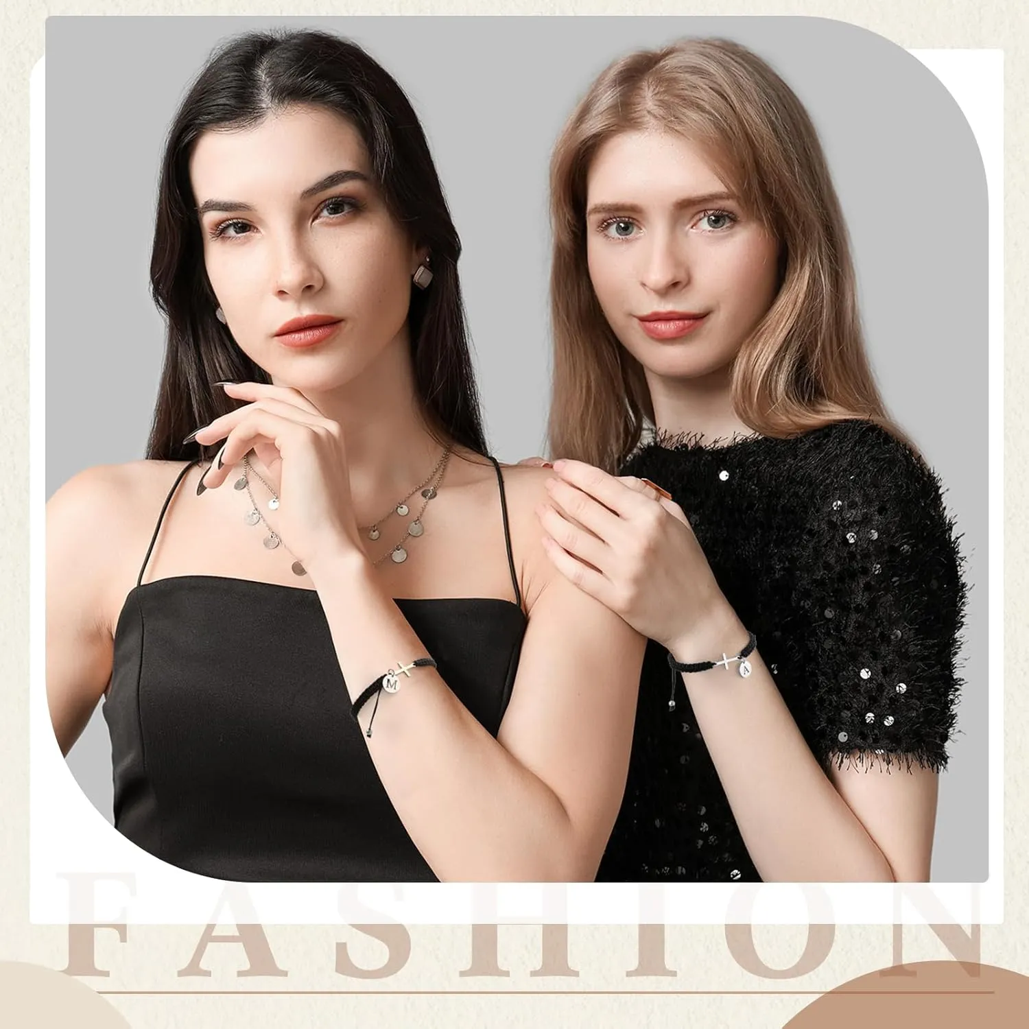 Initial Friendship Cross Bracelet with A-Z Charm Adjustable Braided Bracelet for Women Men Christian Religious Gift