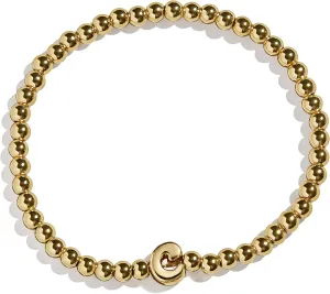 Initial Pisa Stretch Bracelet - Personalized Gold-Plated Beaded Bracelet for Women, Custom Ball Trendy Jewelry