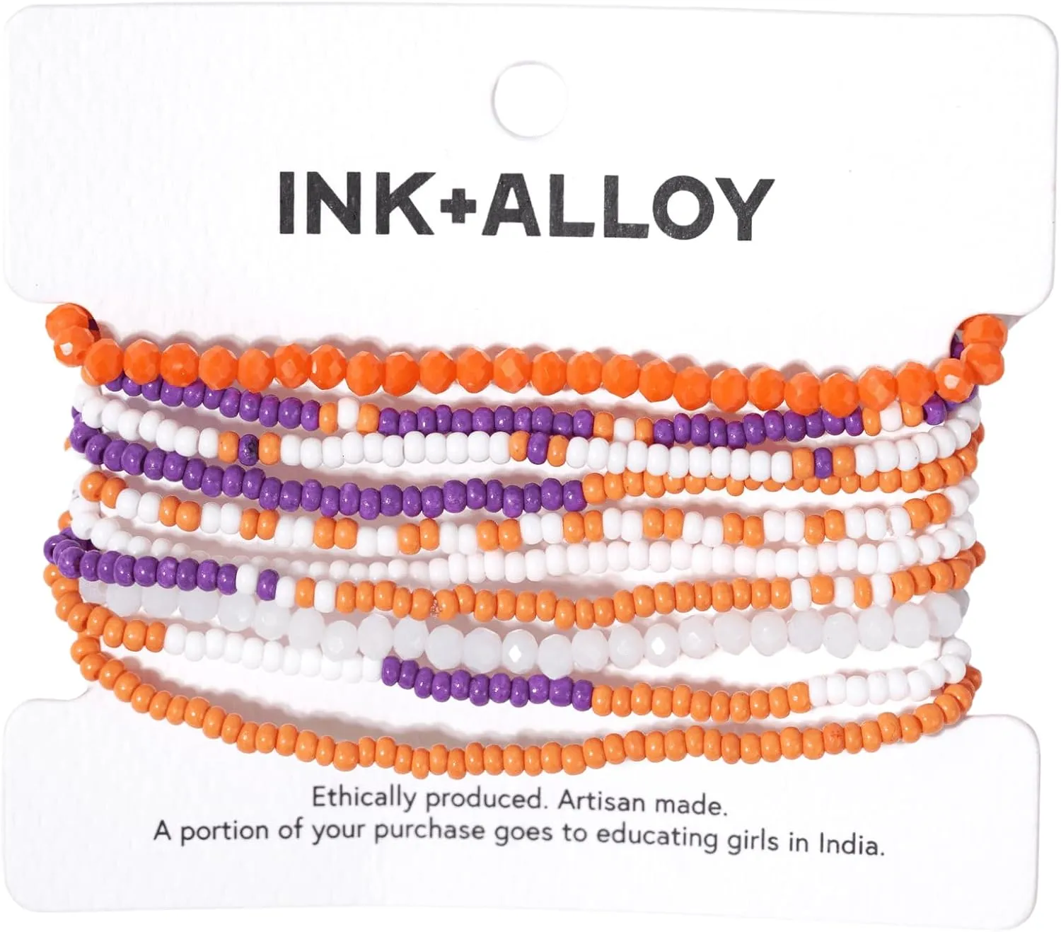 INK   ALLOY Game Day Bracelet Stacks, Beaded Bracelets for Football Gameday Outfits, Handmade Jewelry for College Students, Teachers, Football Moms, Set of 10