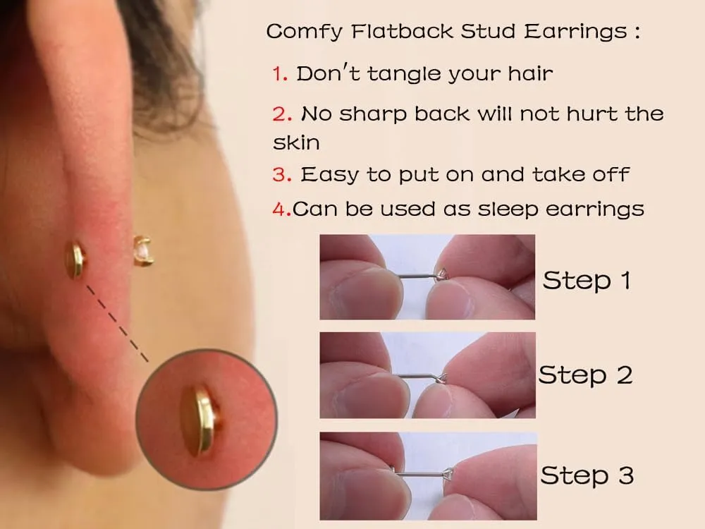 Jamboo 6Pcs 20G Threadless Flatback Small Piercing Studs - Hypoallergenic 14K Gold Filled Surgical Steel Push-in Small Body Piercing Jewelry Set for Multiple Hole Piercing