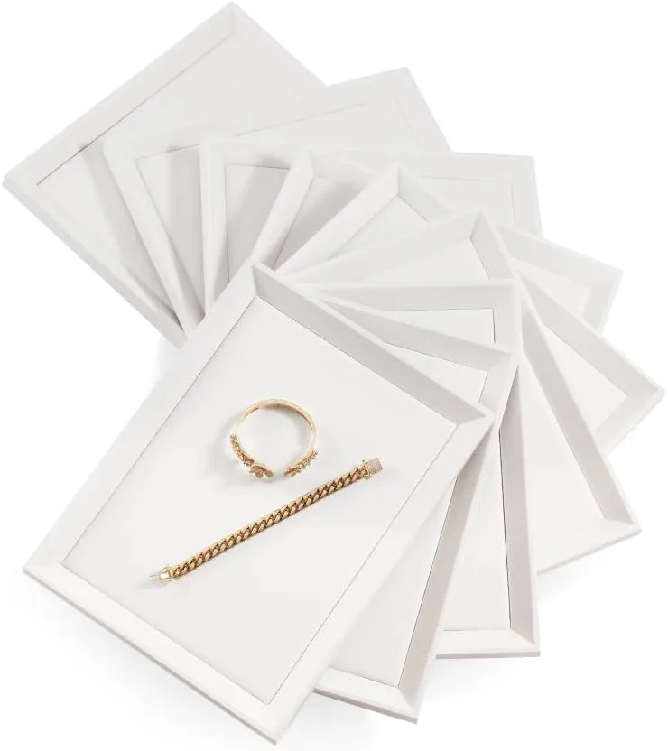 Jewelry Tray, Leather Tray,Luxury White Tray For Earring,Ring,Bracelet,Flat Tray For Dresser