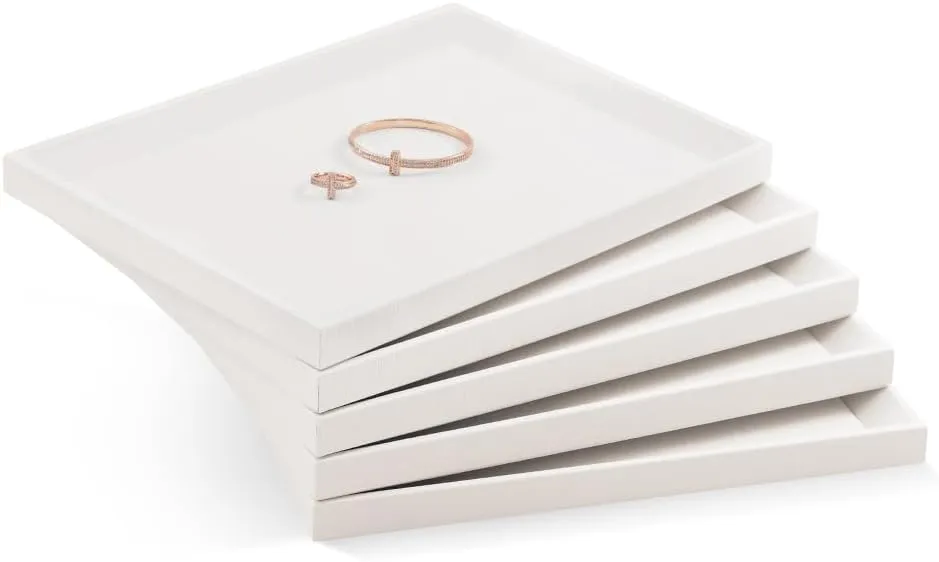 Jewelry Tray, Leather Tray,Luxury White Tray For Earring,Ring,Bracelet,Flat Tray For Dresser