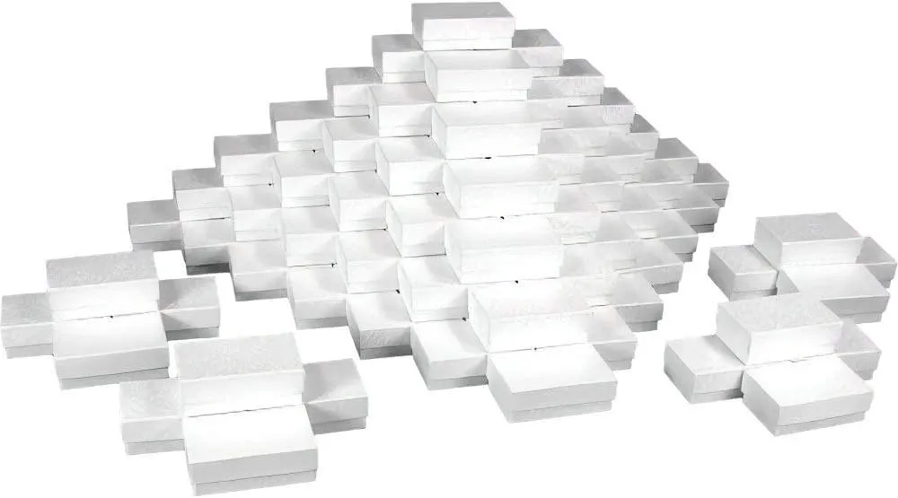 JewelrySupply White Jewelry Gift Boxes Cotton Filled #21 (Case of 100)