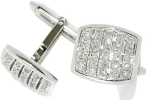 Jewelsfaction 3.00 Ct Round Cut Lab-Created Diamond Men's Cluster Cufflinks 14K White Gold Plated